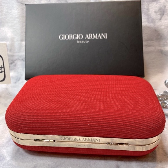 Giorgio Armani Red Hard Clutch, NEW